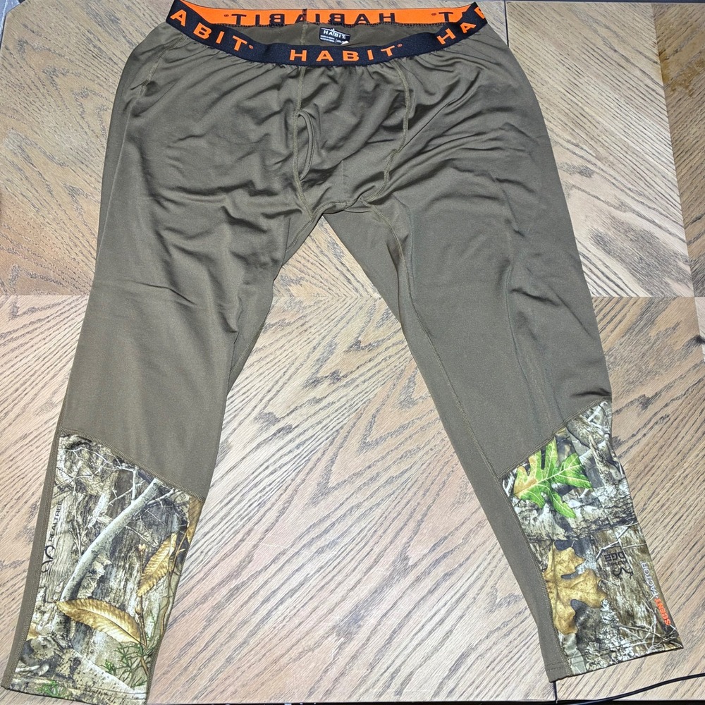 Habit Mens Scent Factor Base Layer Leggings Realtree Edge Camo Olive 2XL BL10022